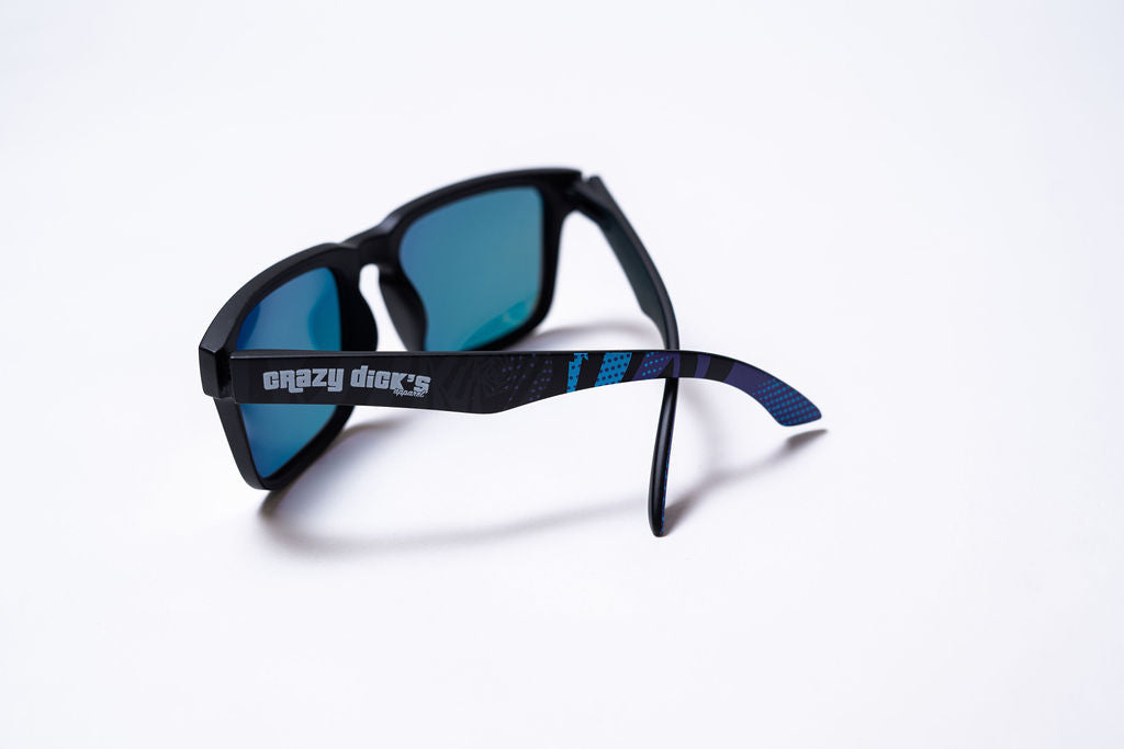 Sunglasses - Blue and Black on Red