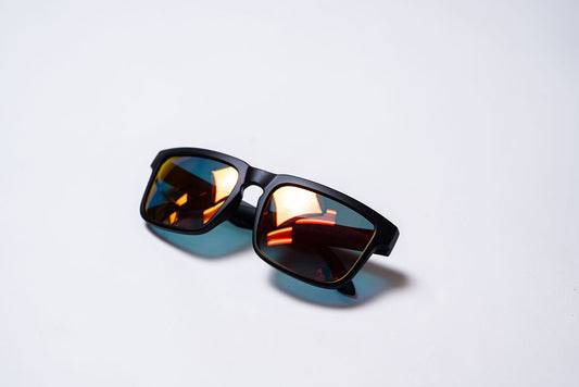 Sunglasses - Blue and Black on Red